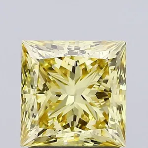 1.85ct PRINCESS Fancy Yellow VVS2 Coloured Lab diamond