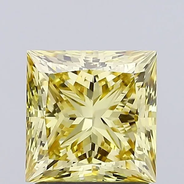 1.85ct PRINCESS Fancy Yellow VVS2 Coloured Lab diamond