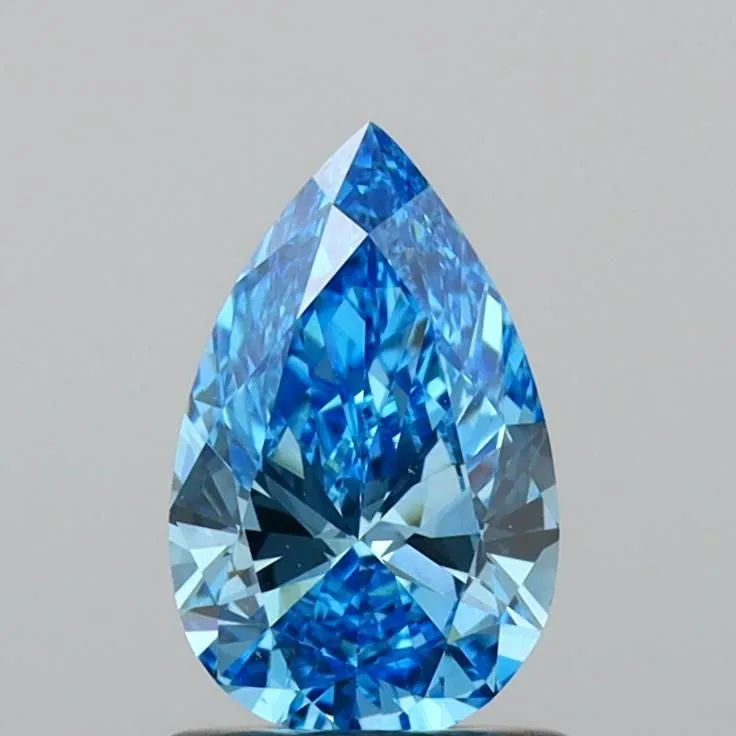 0.90ct PEAR Fancy Vivid Blue VS1 Coloured Lab diamond