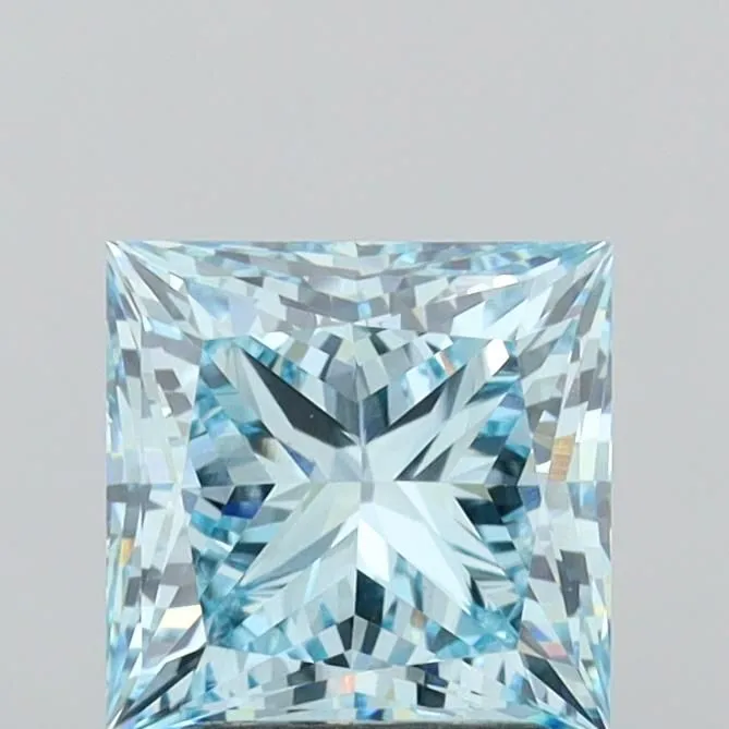 2.71ct PRINCESS Fancy Vivid Blue VVS2 Coloured Lab diamond