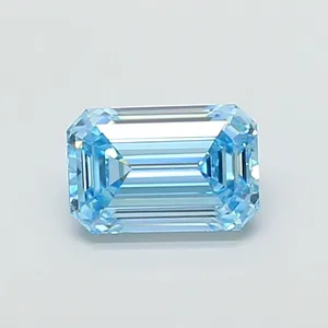 1.58ct EMERALD Fancy Vivid Blue VS1 Coloured Lab diamond