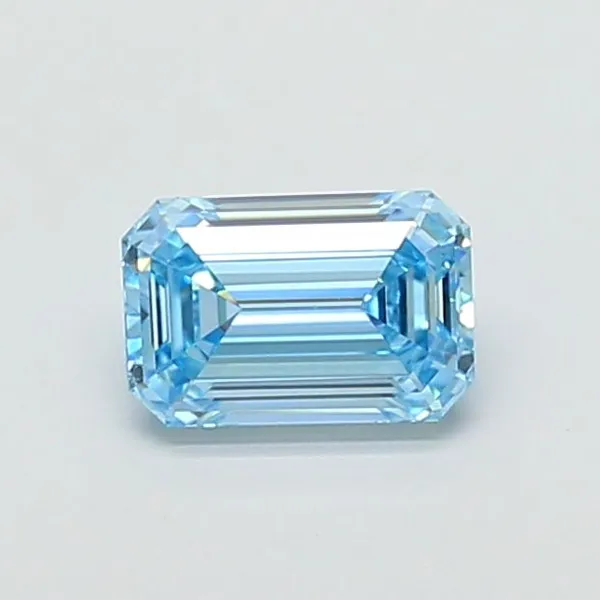 1.58ct EMERALD Fancy Vivid Blue VS1 Coloured Lab diamond