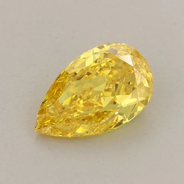0.52ct PEAR Fancy Vivid Yellow VS2 Coloured Lab diamond
