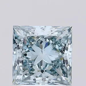 2.52ct PRINCESS Fancy Intense Greenish Blue VS2 Coloured Lab diamond