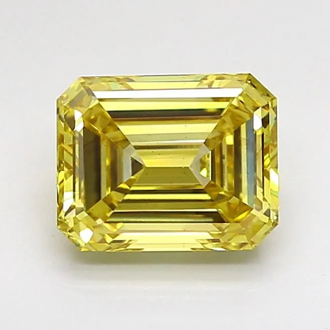 1.55ct EMERALD Fancy Intense Yellow VS2 Coloured Lab diamond
