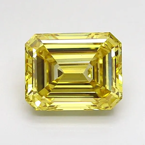 1.55ct EMERALD Fancy Intense Yellow VS2 Coloured Lab diamond