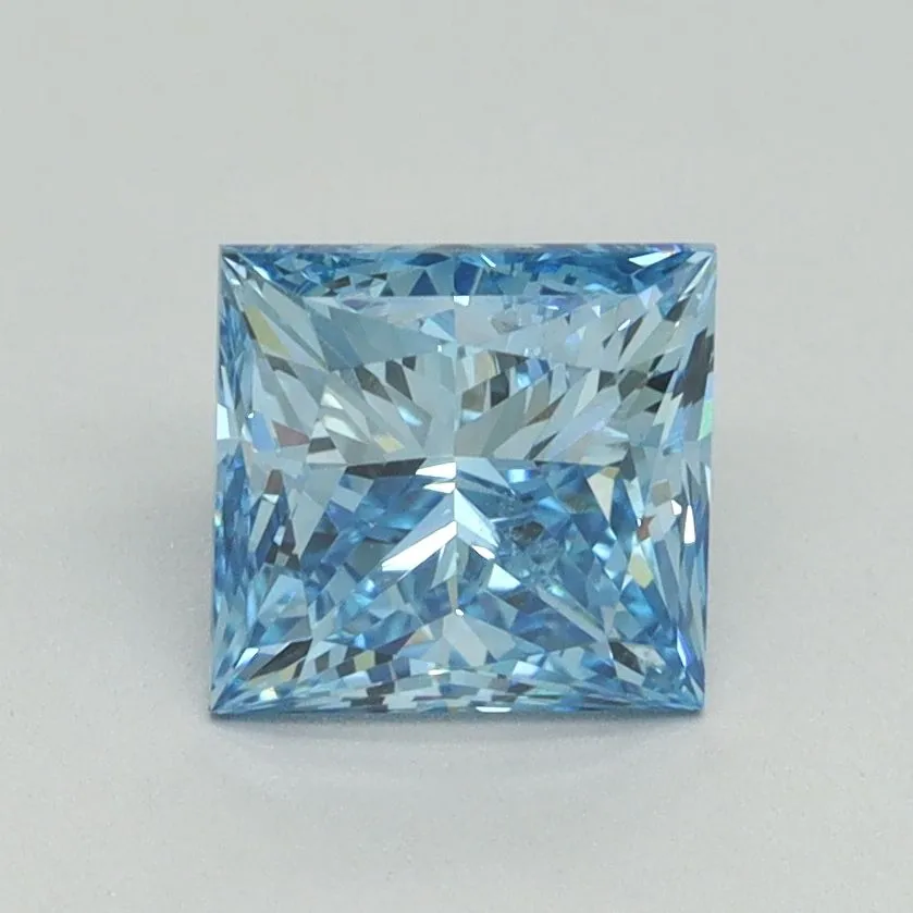1.50ct PRINCESS Fancy Vivid Blue VS2 Coloured Lab diamond