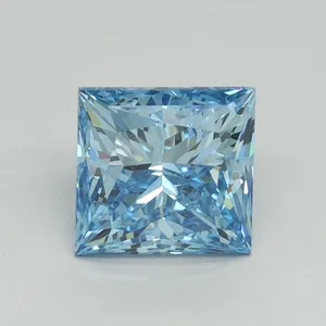 1.5ct PRINCESS Fancy Vivid Blue VS2 Coloured Lab diamond