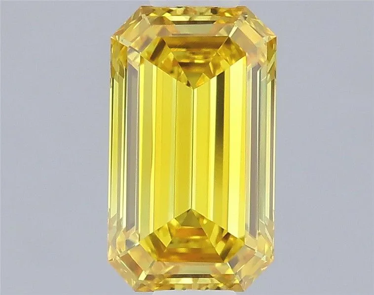 0.59ct EMERALD Fancy Intense Yellow VVS1 Coloured Lab diamond