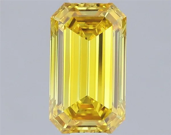 0.59ct EMERALD Fancy Intense Yellow VVS1 Coloured Lab diamond