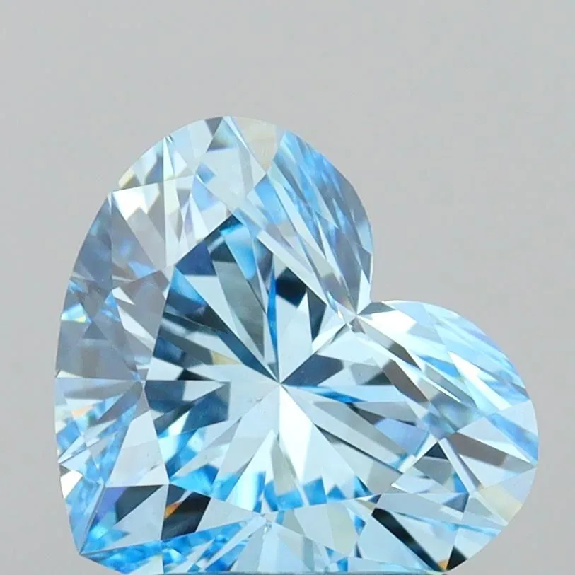 1.61ct HEART Fancy Vivid Blue VVS2 Coloured Lab diamond