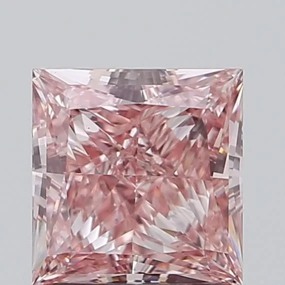 1.32ct PRINCESS Fancy Vivid Pink VS1 Coloured Lab diamond