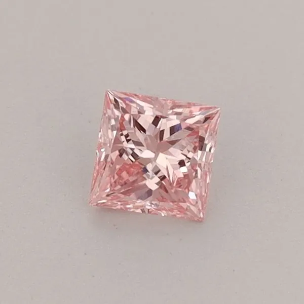 0.34ct PRINCESS Fancy Vivid Pink VS2 Coloured Lab diamond