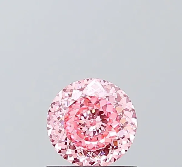0.72ct ROUND Fancy Vivid Pink VVS2 Coloured Lab diamond