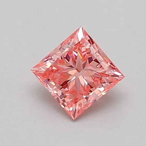 0.54ct PRINCESS Fancy Vivid Pink VS2 Coloured Lab diamond