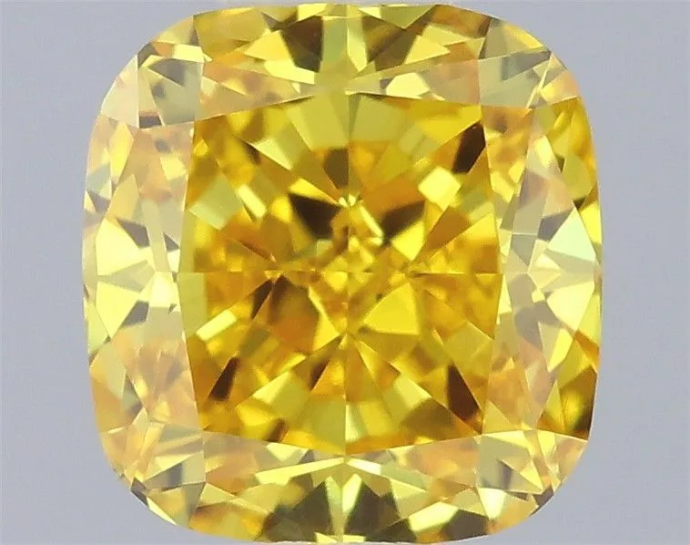 0.53ct CUSHION Fancy Vivid Yellow VVS2 Coloured Lab diamond