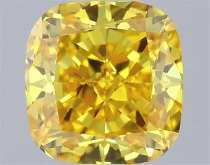 0.53ct CUSHION Fancy Vivid Yellow VVS2 Coloured Lab diamond