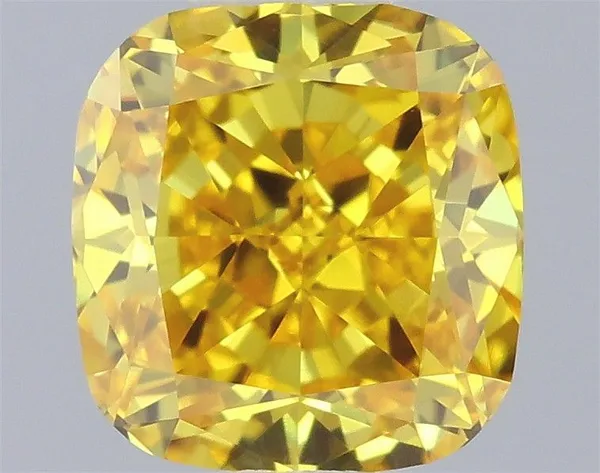 0.53ct CUSHION Fancy Vivid Yellow VVS2 Coloured Lab diamond