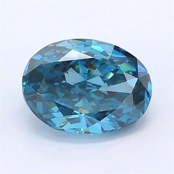 1.08ct OVAL Fancy Vivid Greenish Blue VS2 Coloured Lab diamond