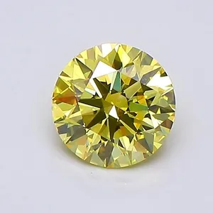 0.9ct ROUND Fancy Intense Yellow VS2 Coloured Lab diamond