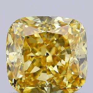 1.33ct CUSHION Fancy Intense Yellow VS1 Coloured Lab diamond