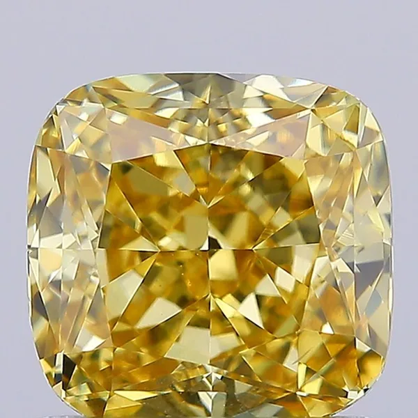 1.33ct CUSHION Fancy Intense Yellow VS1 Coloured Lab diamond