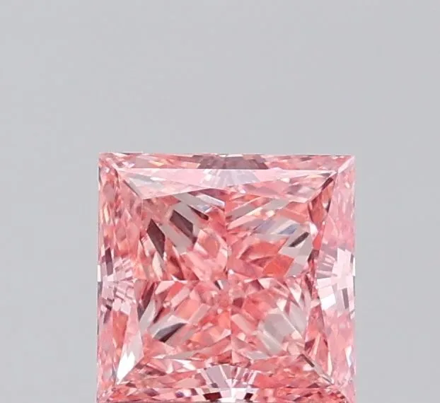 1.09ct PRINCESS Fancy Vivid Pink VVS2 Coloured Lab diamond