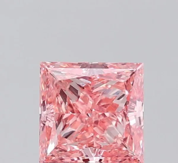 1.09ct PRINCESS Fancy Vivid Pink VVS2 Coloured Lab diamond