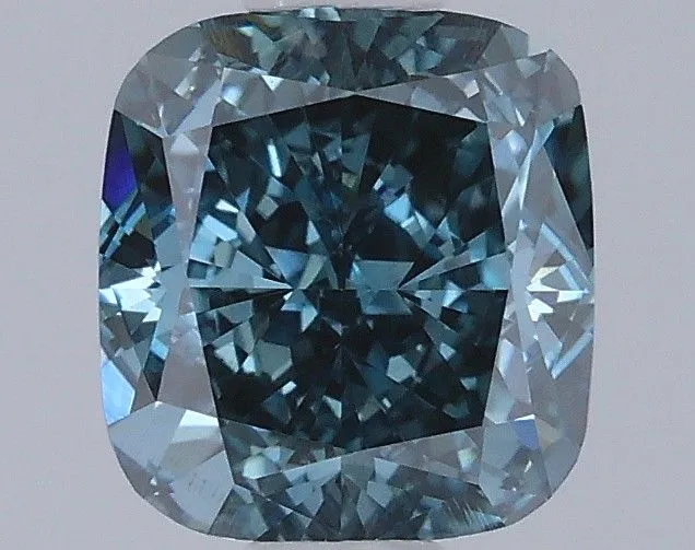 0.92ct CUSHION Fancy Vivid Green Blue VS2 Coloured Lab diamond