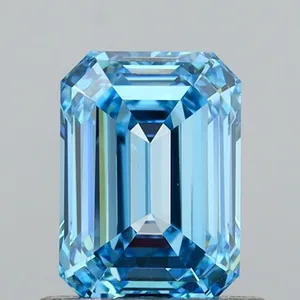1.02ct EMERALD Fancy Vivid Blue VVS2 Coloured Lab diamond