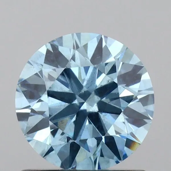 0.95ct ROUND Fancy Vivid Blue SI2 Coloured Lab diamond