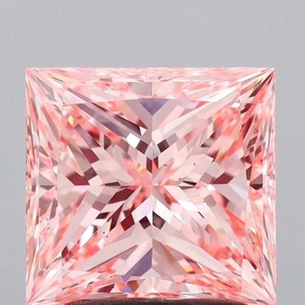 2.08ct PRINCESS Fancy Intense Pink VS2 Coloured Lab diamond