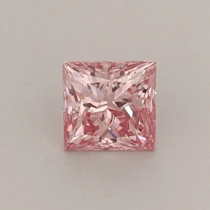 0.45ct PRINCESS Fancy Vivid Pink VS1 Coloured Lab diamond