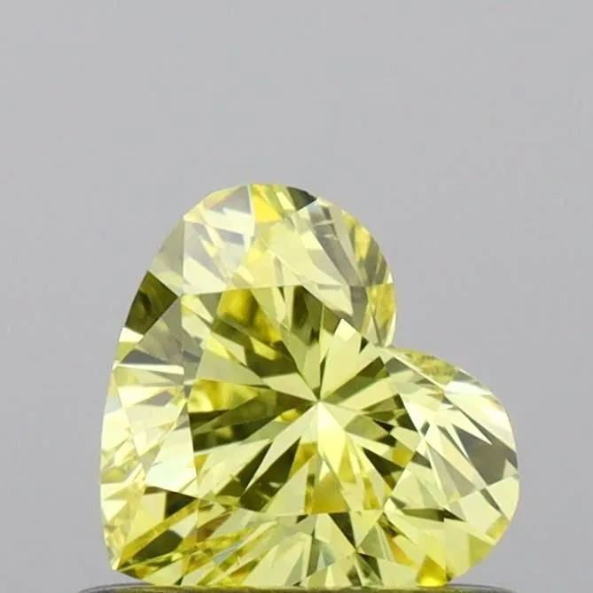 0.49ct HEART Fancy Vivid Yellow VS2 Coloured Lab diamond
