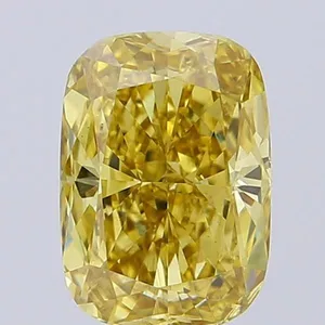1.09ct CUSHION Fancy Intense Yellow VS1 Coloured Lab diamond