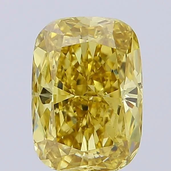 1.09ct CUSHION Fancy Intense Yellow VS1 Coloured Lab diamond