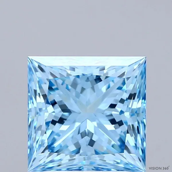 2.69ct PRINCESS Fancy Vivid Blue VS1 Coloured Lab diamond