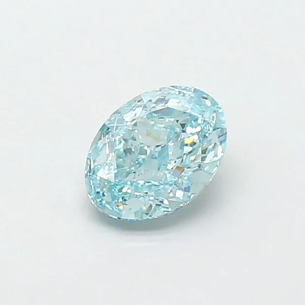 1ct OVAL Fancy Vivid Greenish Blue VVS2 Coloured Lab diamond