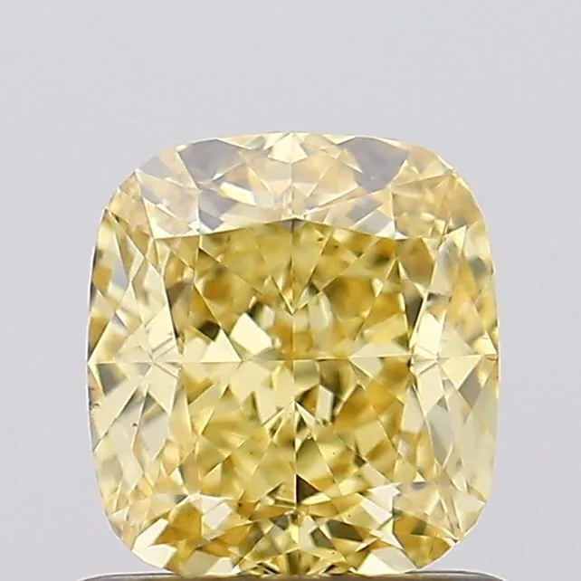 1.05ct CUSHION Fancy Intense Yellow VS2 Coloured Lab diamond