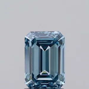 1.67ct EMERALD Fancy Vivid Greenish Blue VS1 Coloured Lab diamond