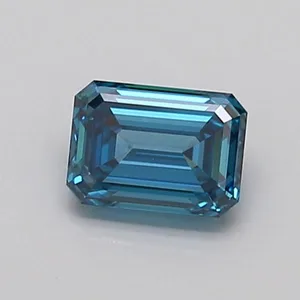 0.96ct EMERALD Fancy Vivid Blue VVS2 Coloured Lab diamond