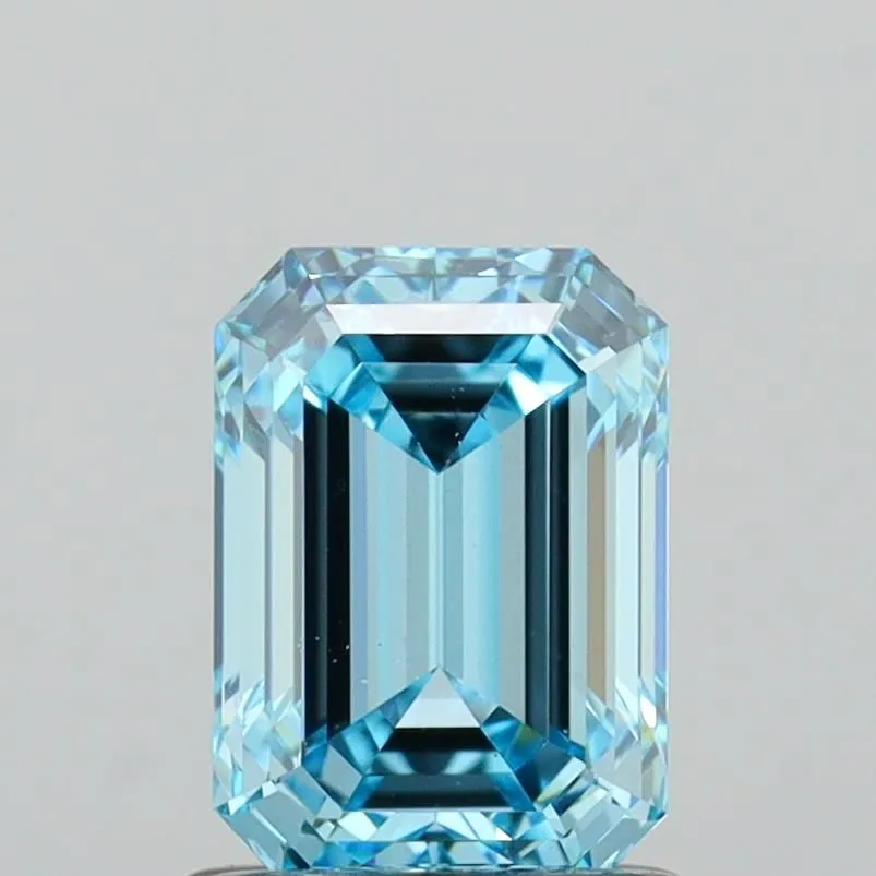 1.39ct EMERALD Fancy Vivid Blue VVS2 Coloured Lab diamond