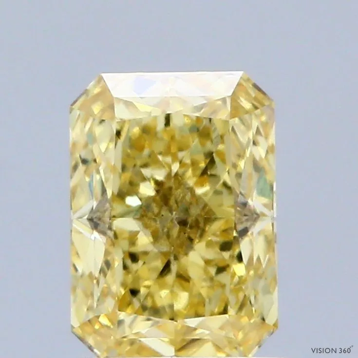 1.11ct RADIANT Fancy Vivid Yellow SI2 Coloured Lab diamond