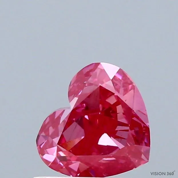 1.06ct HEART Fancy Vivid Pink SI1 Coloured Lab diamond