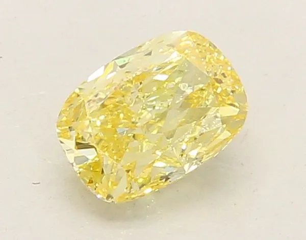 0.93ct CUSHION Fancy Intense Yellow VVS2 Coloured Lab diamond