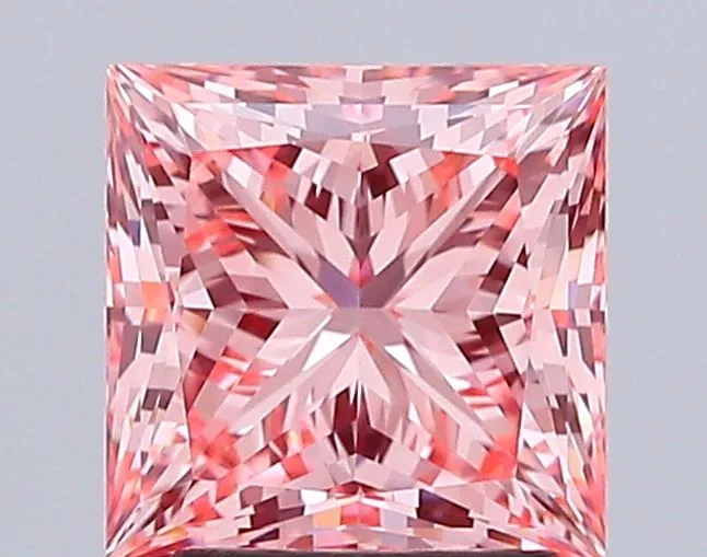 2.81ct PRINCESS Fancy Vivid Pink VS1 Coloured Lab diamond