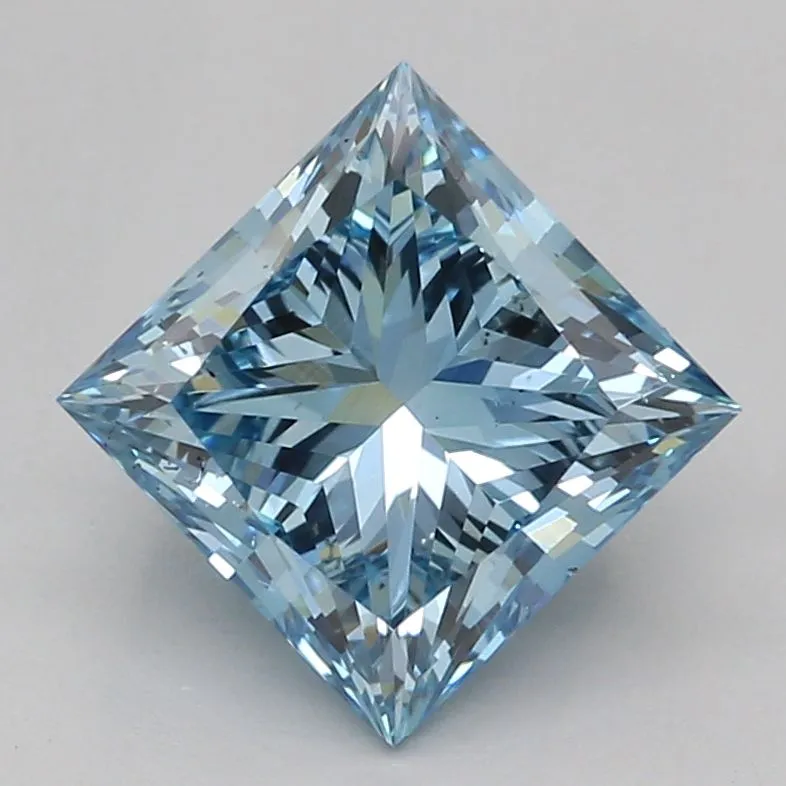 1.08ct PRINCESS Fancy Vivid Blue VS2 Coloured Lab diamond