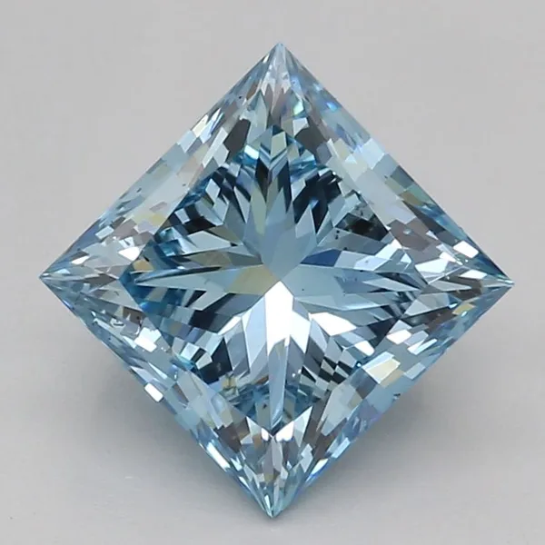 1.08ct PRINCESS Fancy Vivid Blue VS2 Coloured Lab diamond