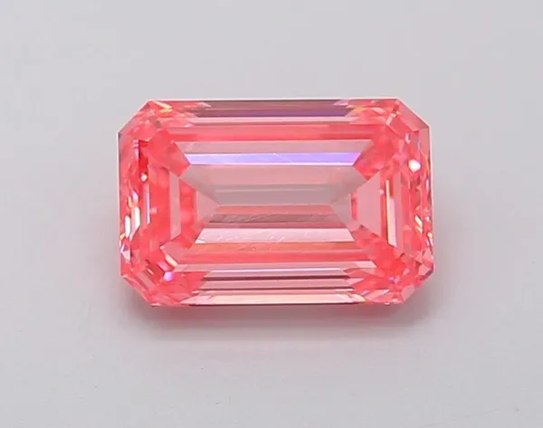 1.38ct EMERALD Fancy Intense Pink VS1 Coloured Lab diamond