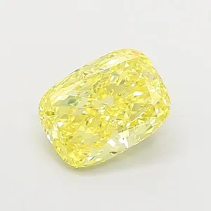 1.23ct CUSHION Fancy Intense Yellow VS1 Coloured Lab diamond